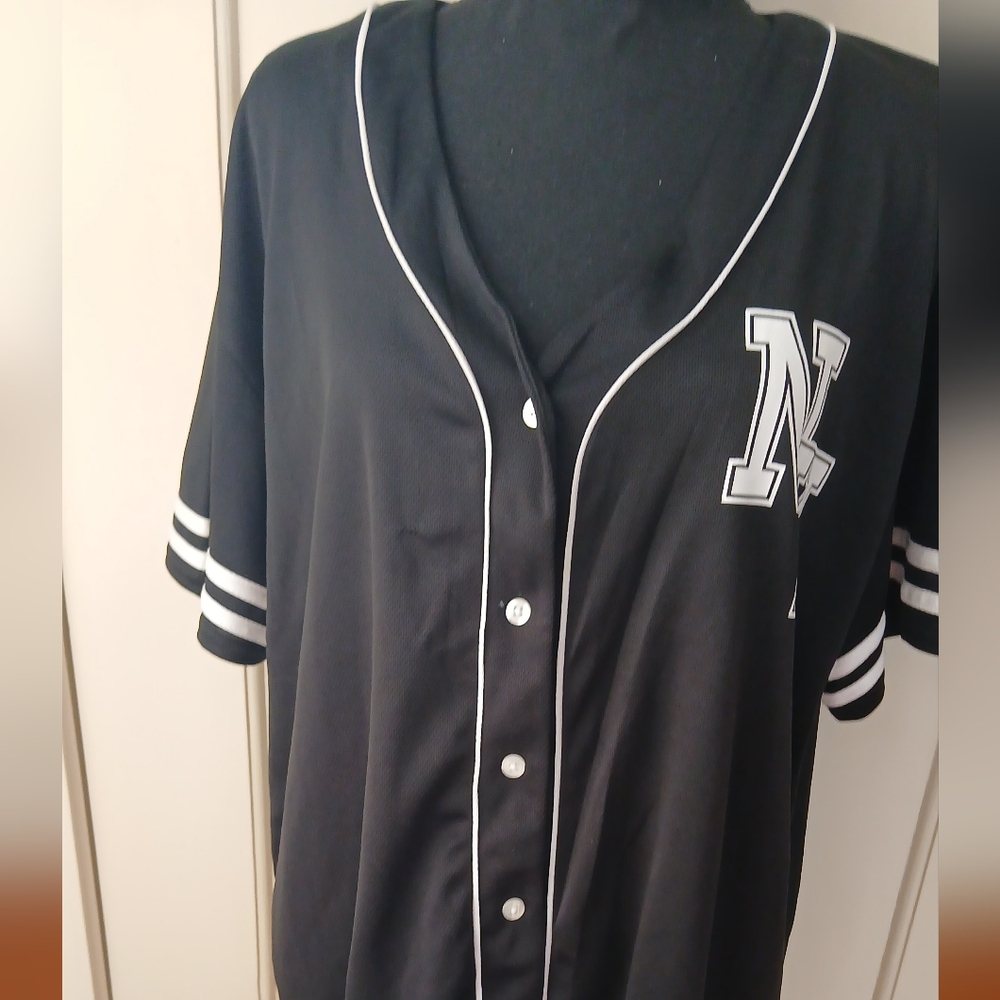 Black Women's Jersey Top with White Trim
